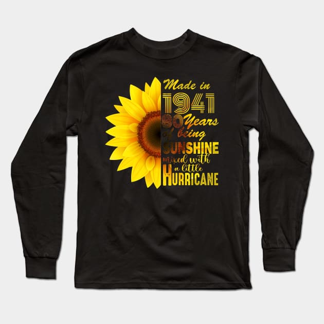 Vintage 1941 Sunflower 80th Birthday Awesome Gift Long Sleeve T-Shirt by Salt88